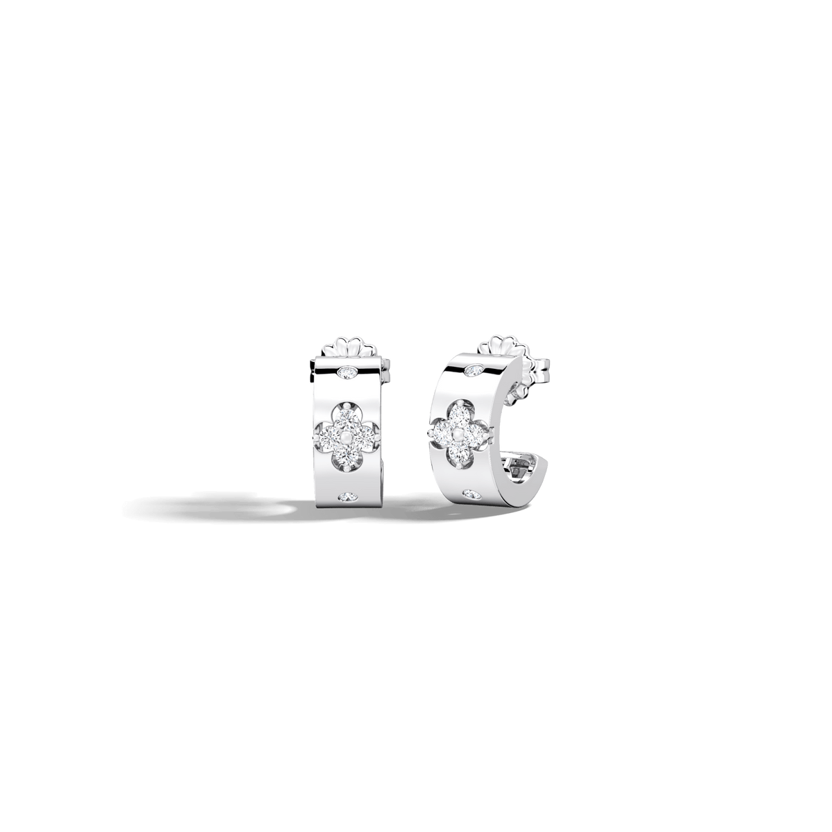 14K Gold Plated Moissanite Clover Hoop Earrings - Earrings