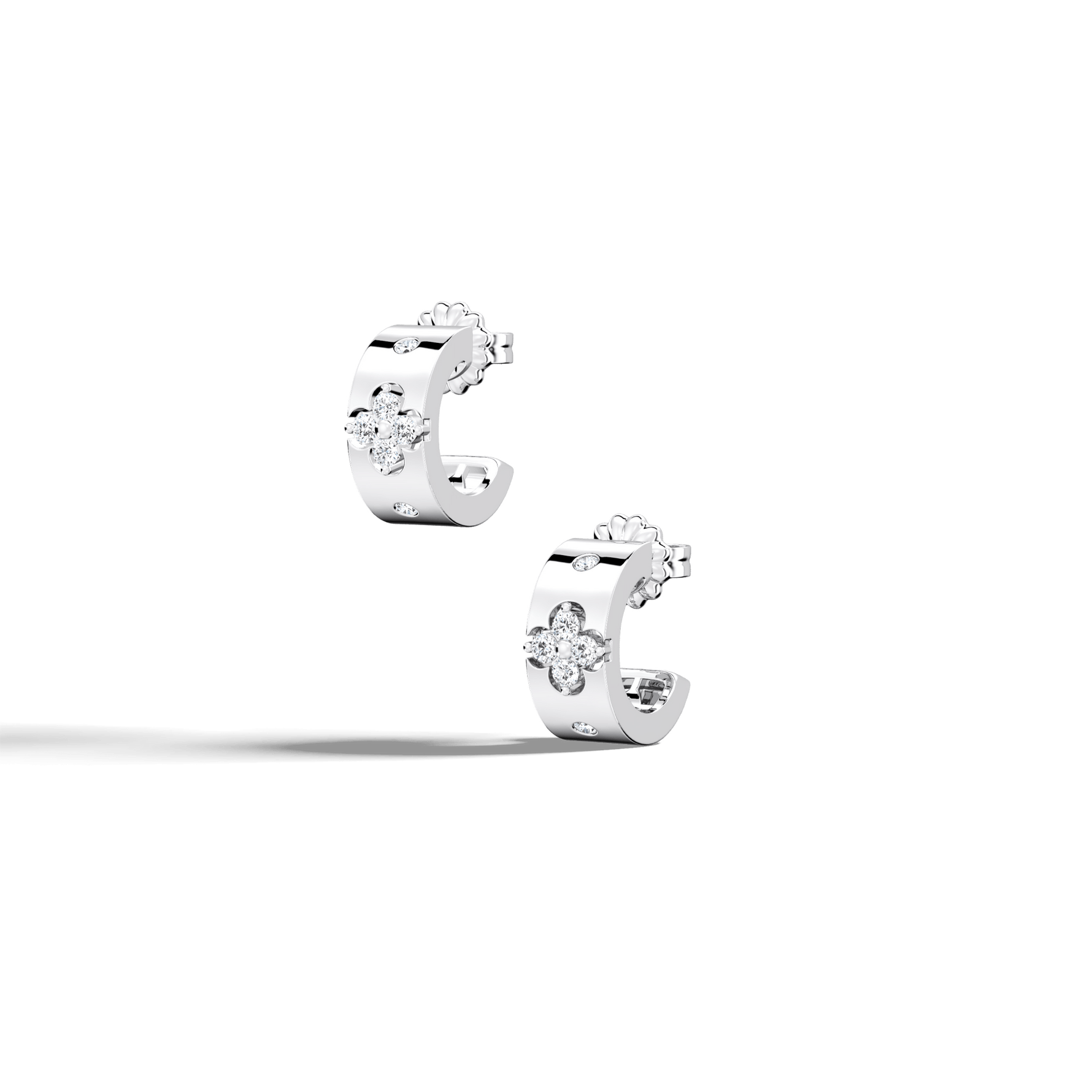 14K Gold Plated Moissanite Clover Hoop Earrings - Earrings