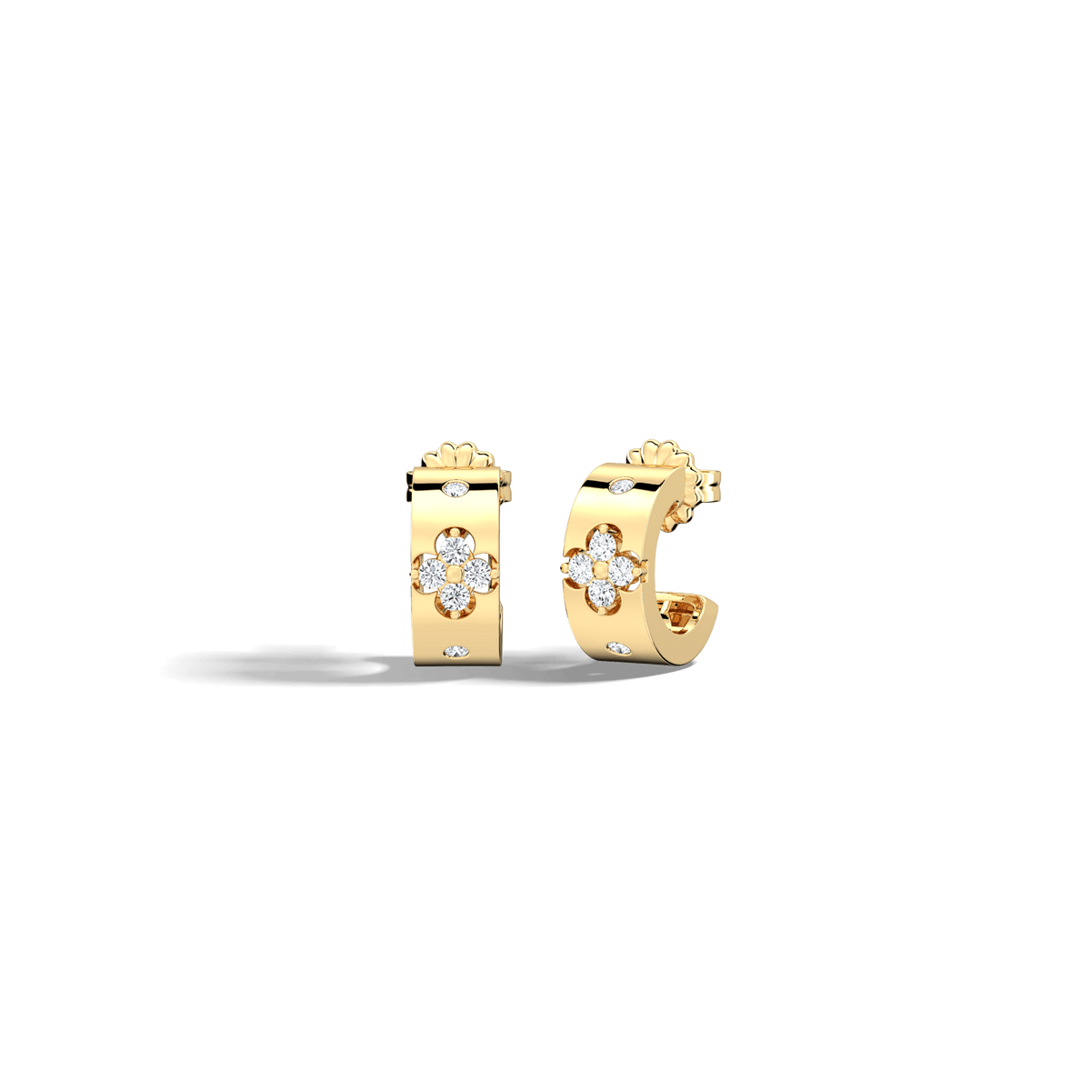 14K Gold Plated Moissanite Clover Hoop Earrings - Earrings