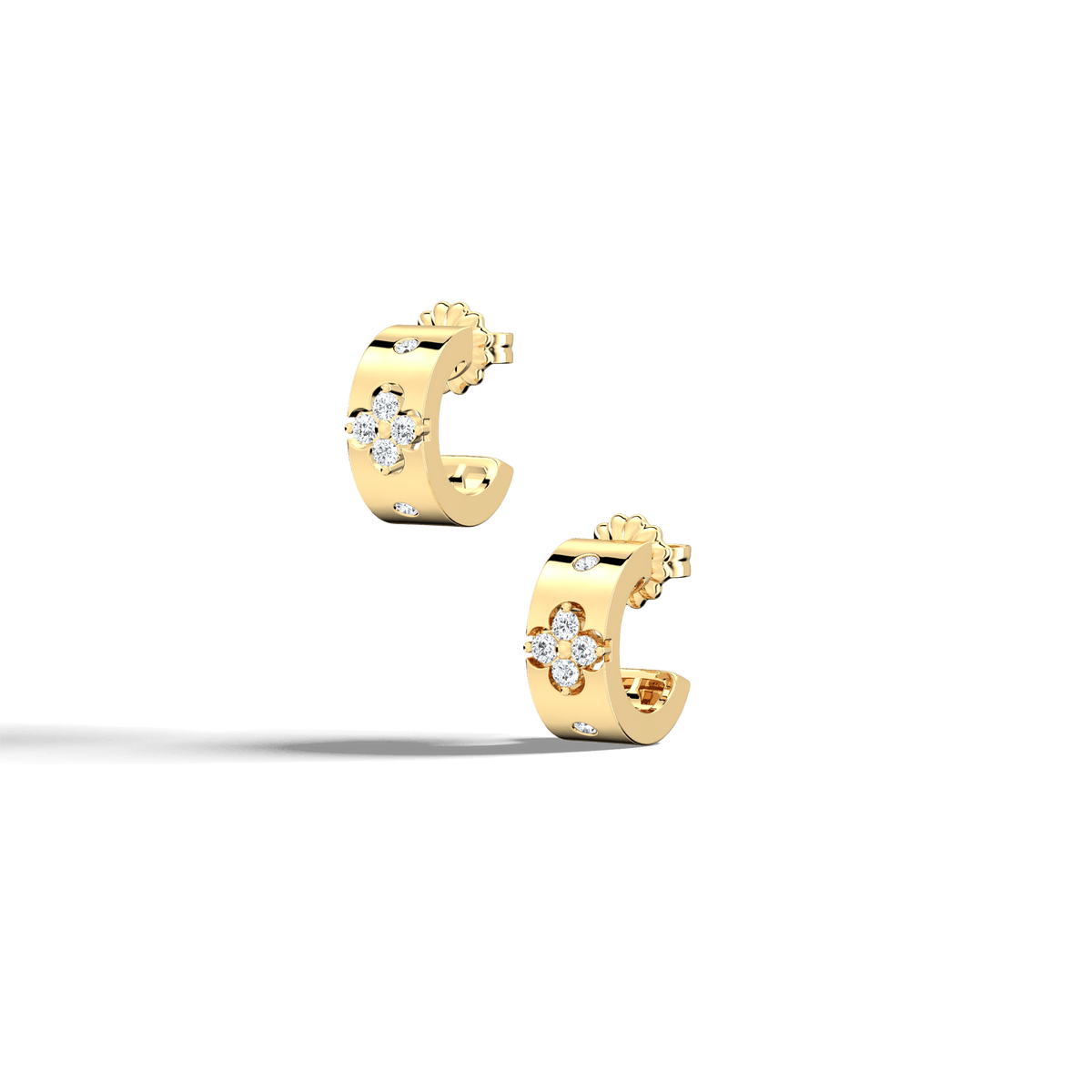 14K Gold Plated Moissanite Clover Hoop Earrings - Earrings