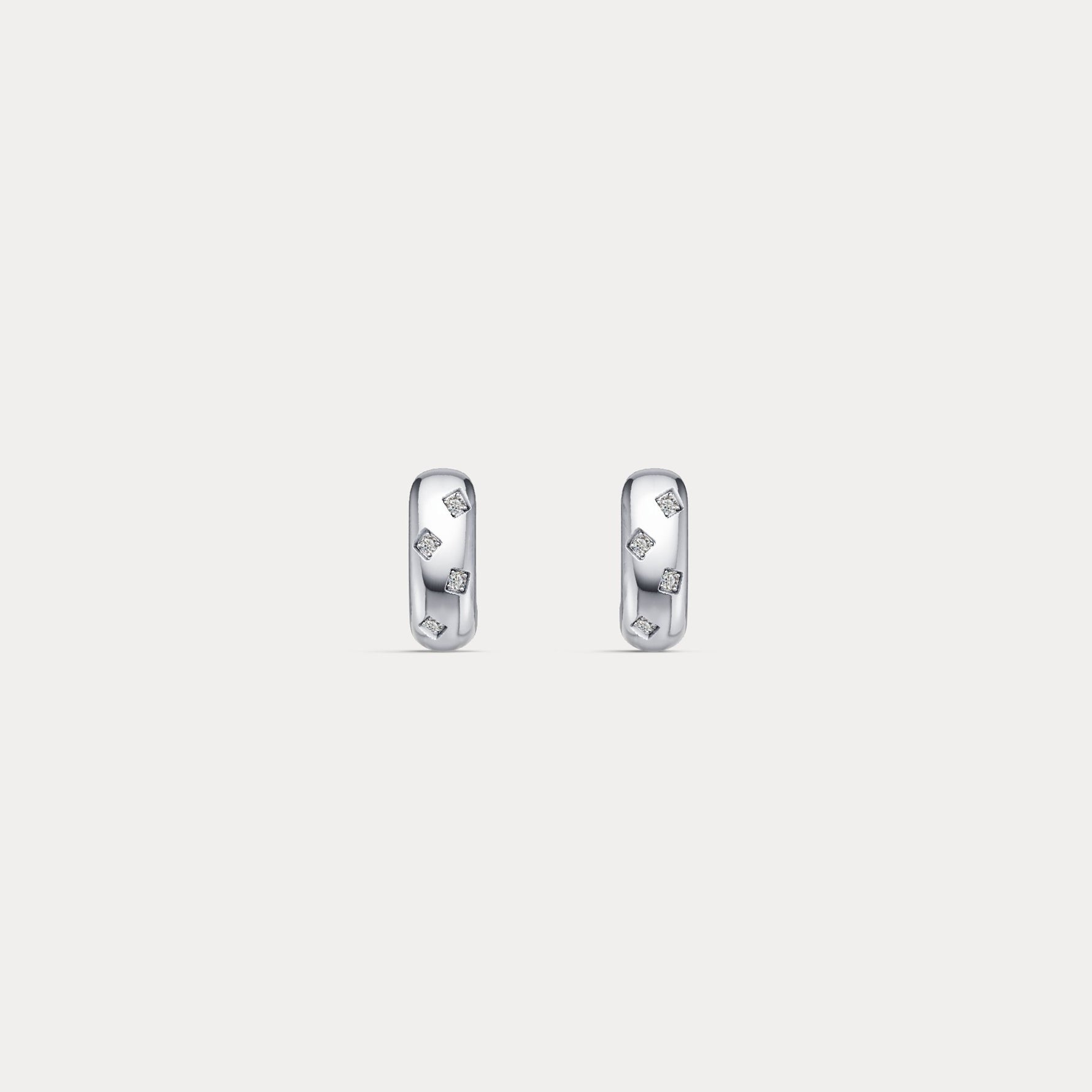 Scattered Lab - Grown Diamond Huggie Hoop Earrings in Sterling Silver - Earrings