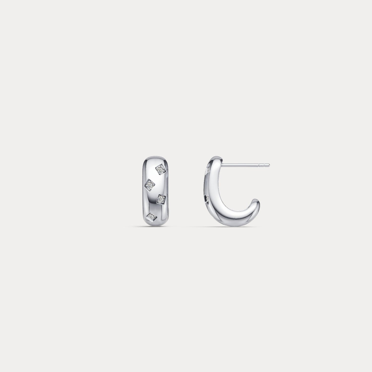 Scattered Lab - Grown Diamond Huggie Hoop Earrings in Sterling Silver - Earrings