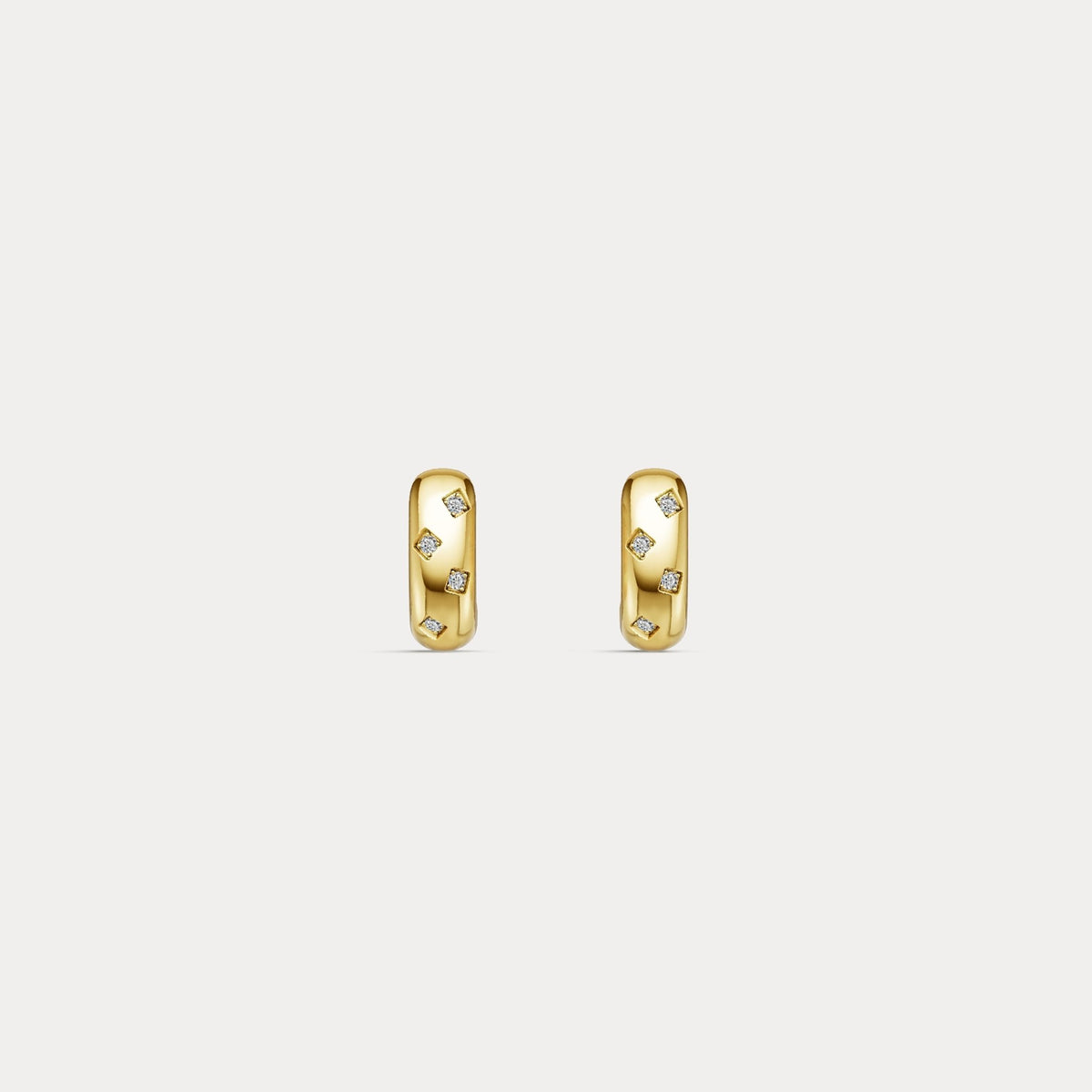Scattered Lab - Grown Diamond Huggie Hoop Earrings in Sterling Silver - Earrings