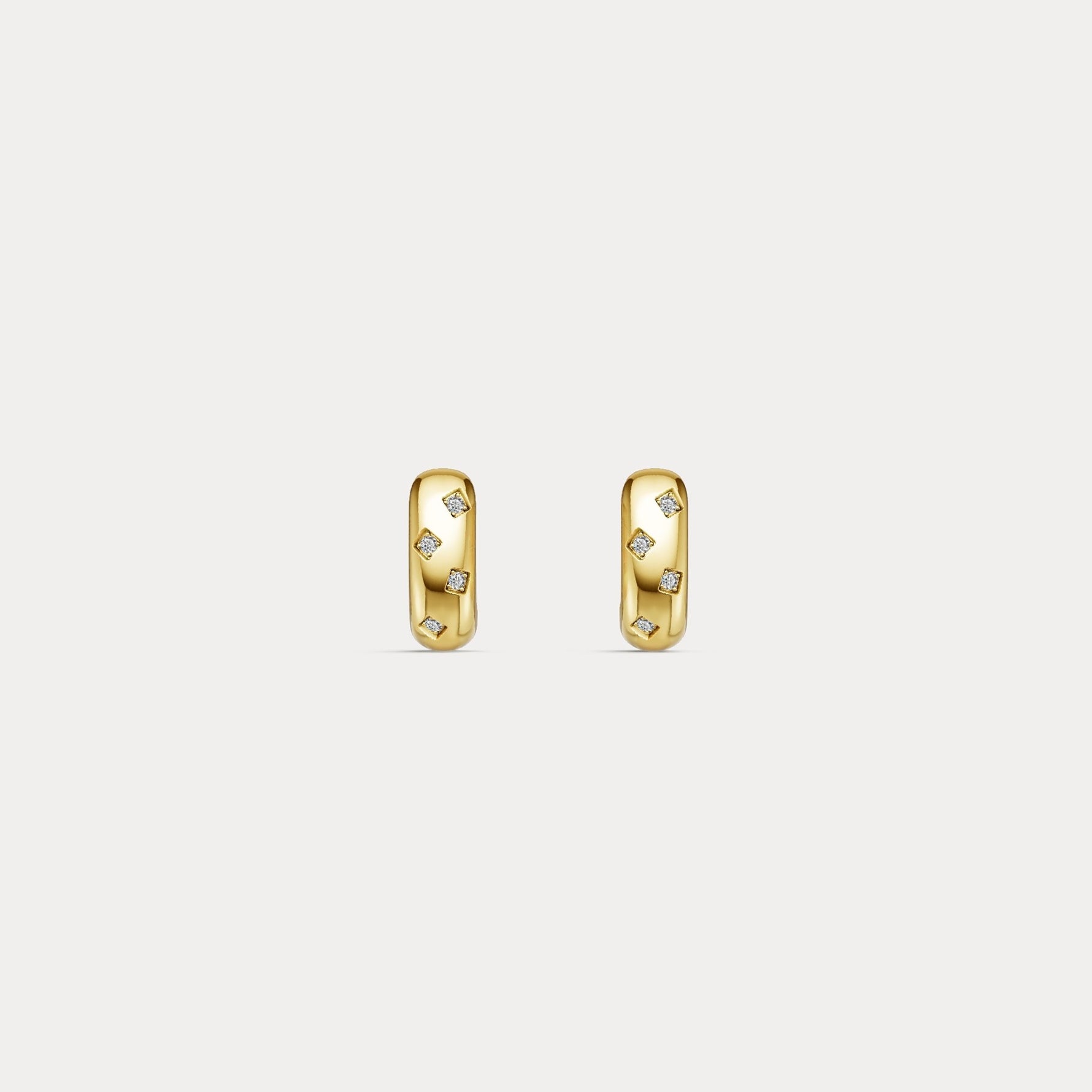 Scattered Lab - Grown Diamond Huggie Hoop Earrings in Sterling Silver - Earrings