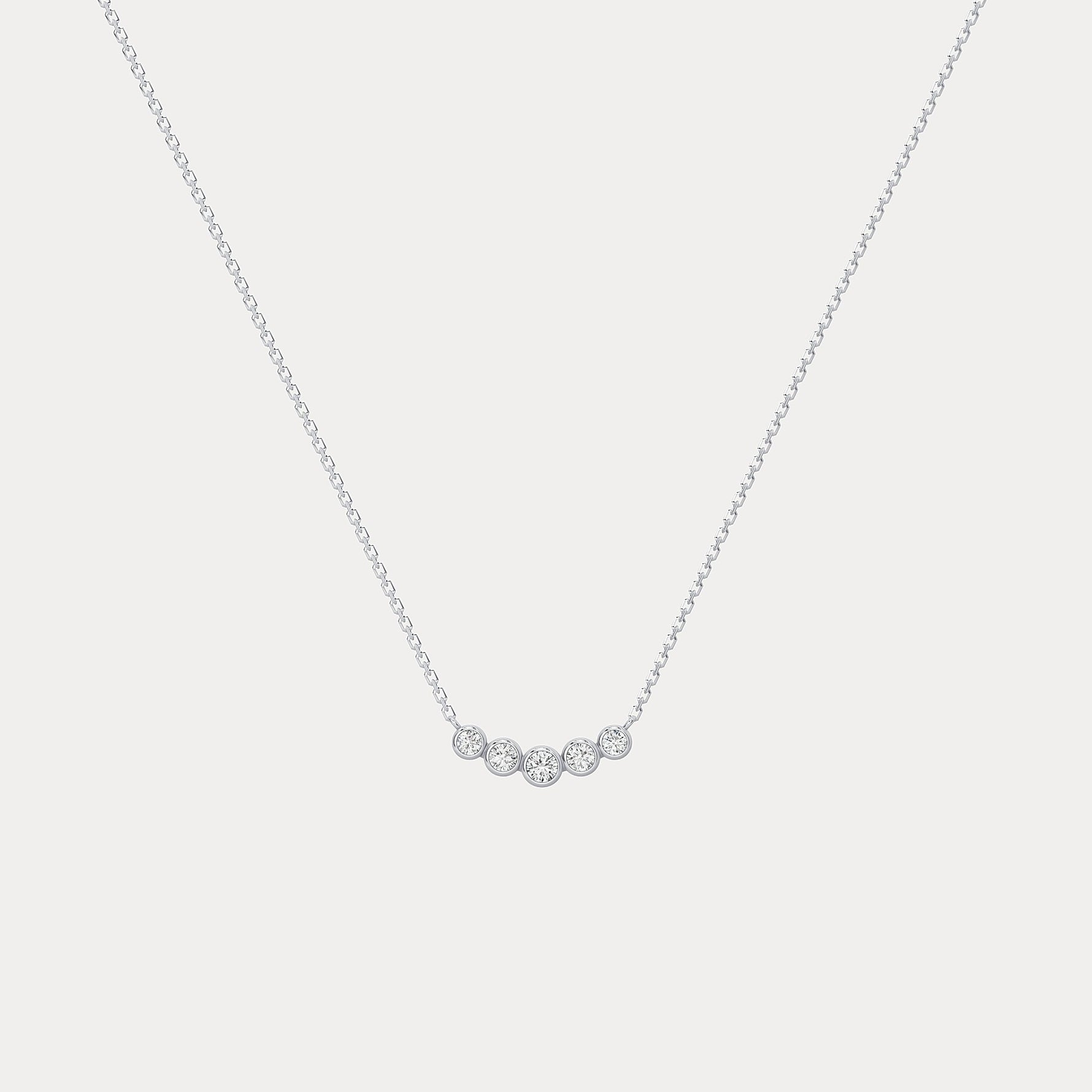 Five - Stone Bezel - Set Lab - Grown Diamond Bar Necklace in 14K Gold/Platinum - Necklaces