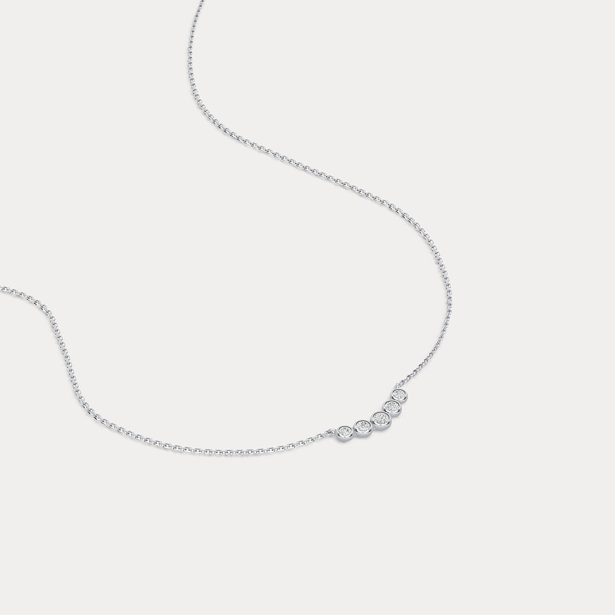 Five - Stone Bezel - Set Lab - Grown Diamond Bar Necklace in 14K Gold/Platinum - Necklaces