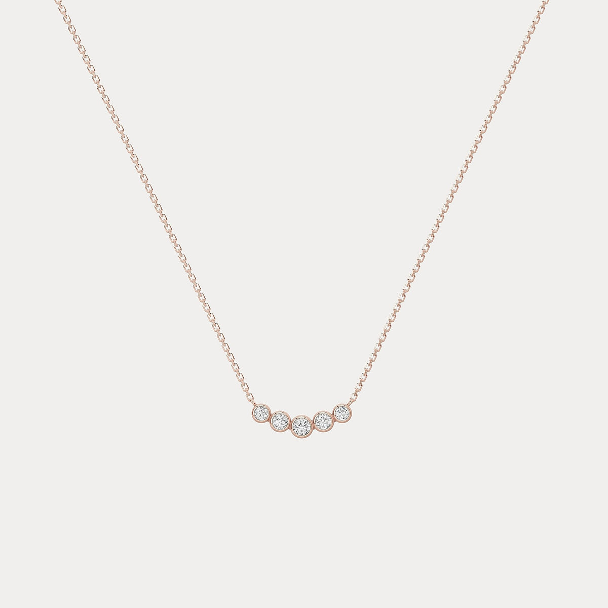 Five - Stone Bezel - Set Lab - Grown Diamond Bar Necklace in 14K Gold/Platinum - Necklaces