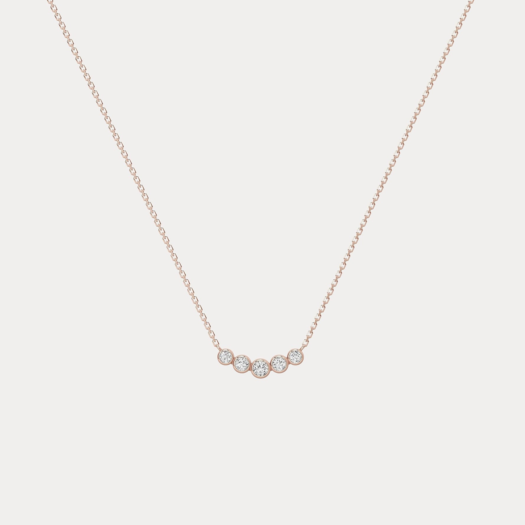 Five - Stone Bezel - Set Lab - Grown Diamond Bar Necklace in 14K Gold/Platinum - Necklaces