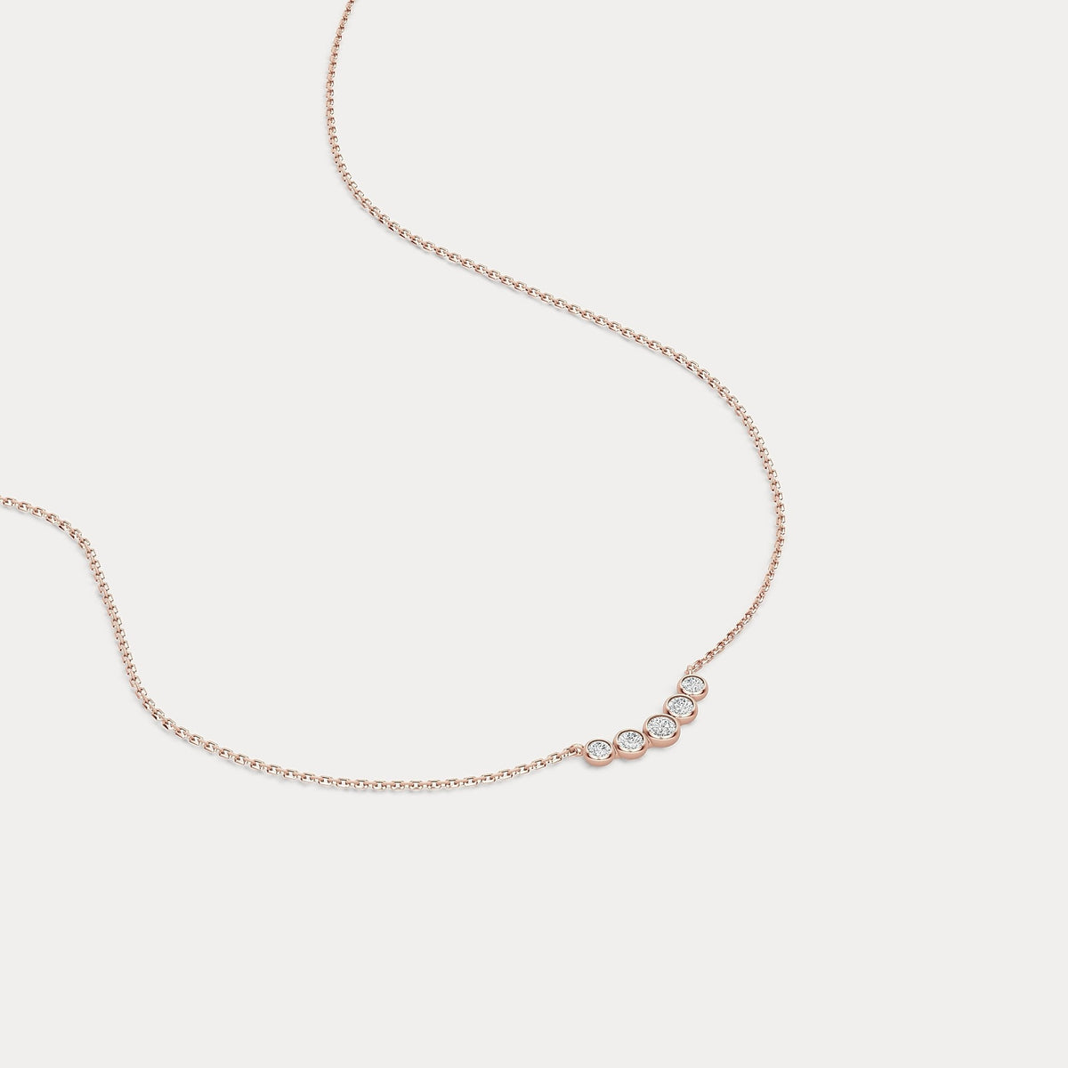 Five - Stone Bezel - Set Lab - Grown Diamond Bar Necklace in 14K Gold/Platinum - Necklaces