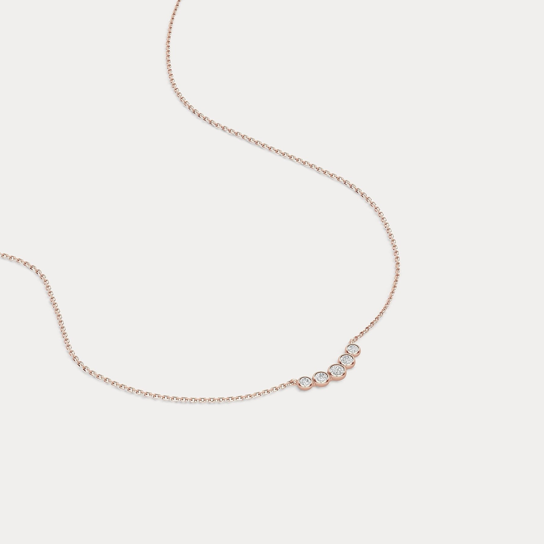Five - Stone Bezel - Set Lab - Grown Diamond Bar Necklace in 14K Gold/Platinum - Necklaces