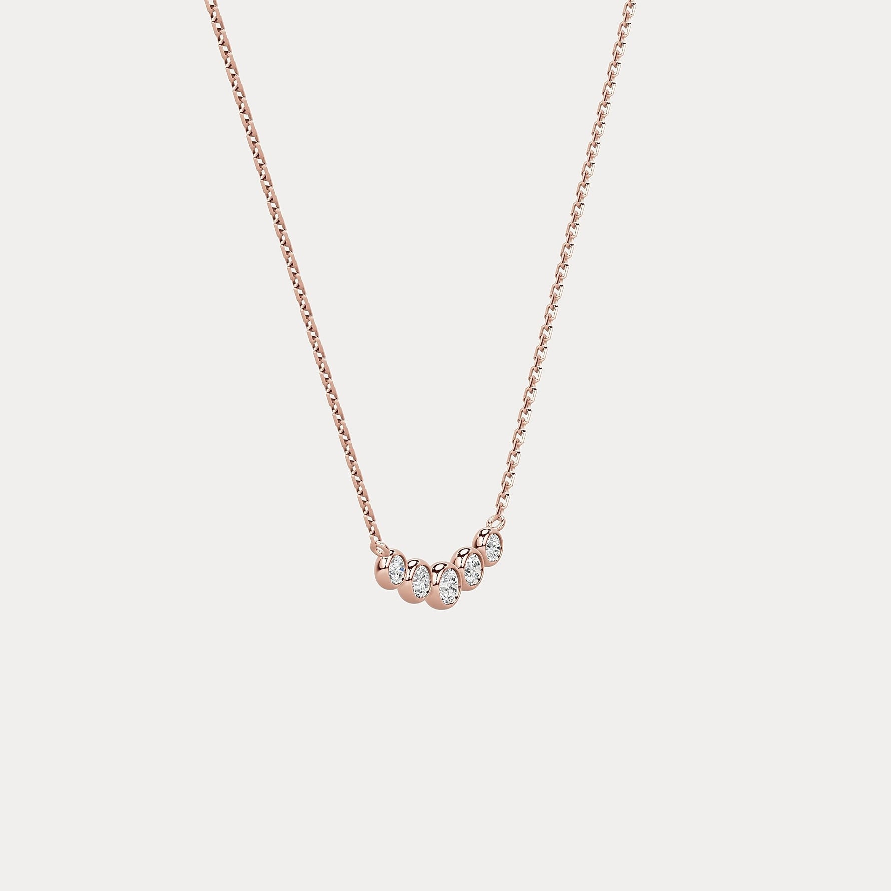 Five - Stone Bezel - Set Lab - Grown Diamond Bar Necklace in 14K Gold/Platinum - Necklaces