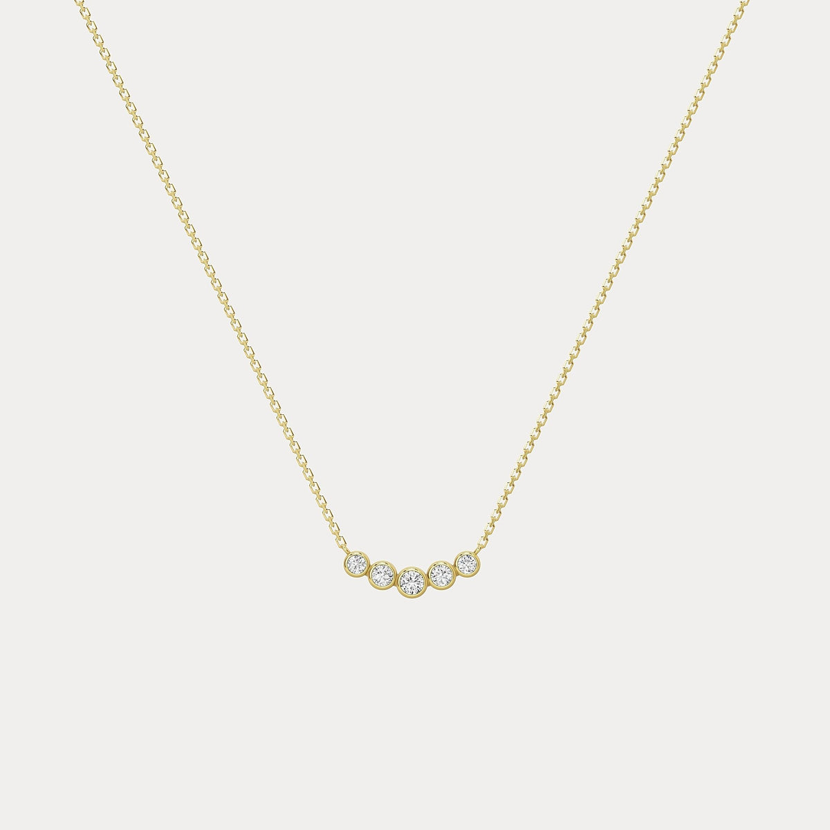 Five - Stone Bezel - Set Lab - Grown Diamond Bar Necklace in 14K Gold/Platinum - Necklaces