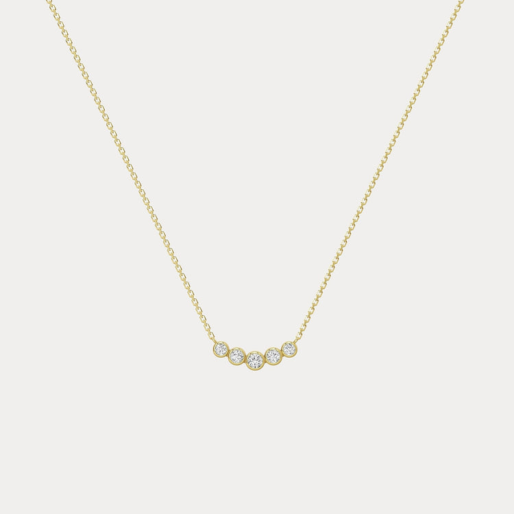 Five - Stone Bezel - Set Lab - Grown Diamond Bar Necklace in 14K Gold/Platinum - Necklaces