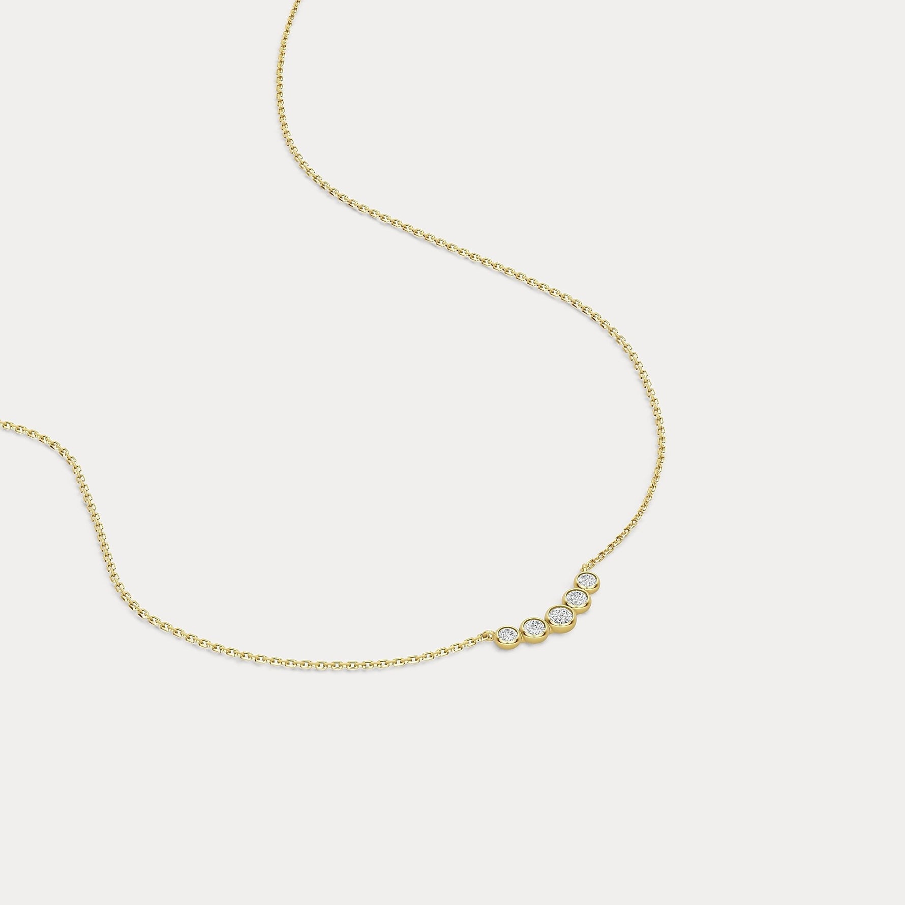 Five - Stone Bezel - Set Lab - Grown Diamond Bar Necklace in 14K Gold/Platinum - Necklaces
