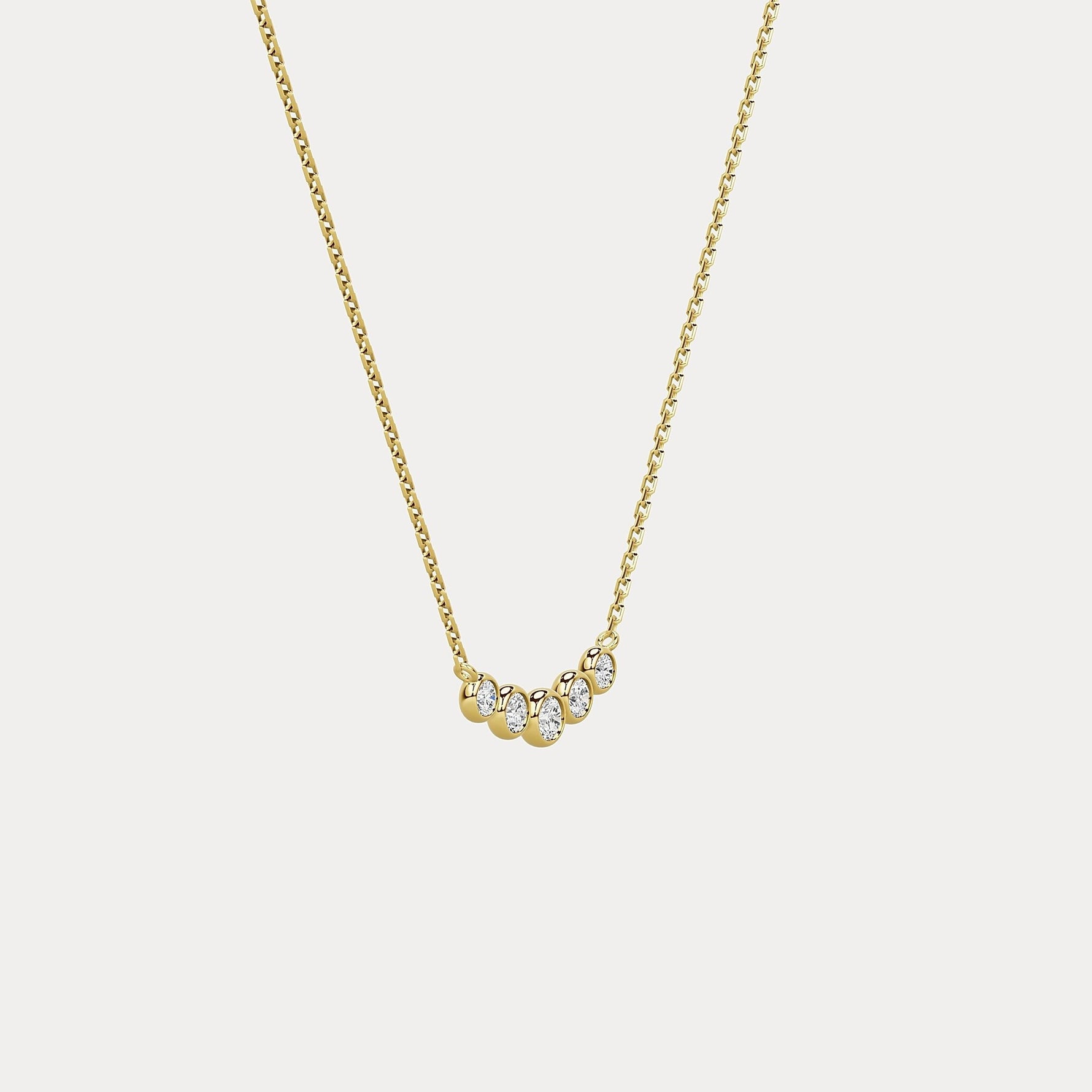 Five - Stone Bezel - Set Lab - Grown Diamond Bar Necklace in 14K Gold/Platinum - Necklaces