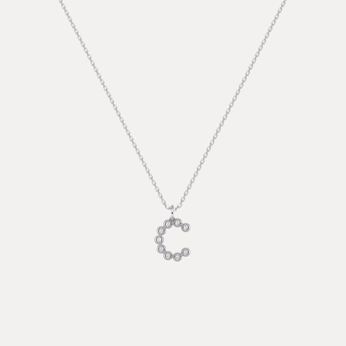 Sterling Silver Initial Letter Necklace – Bubble Pendant - Necklaces
