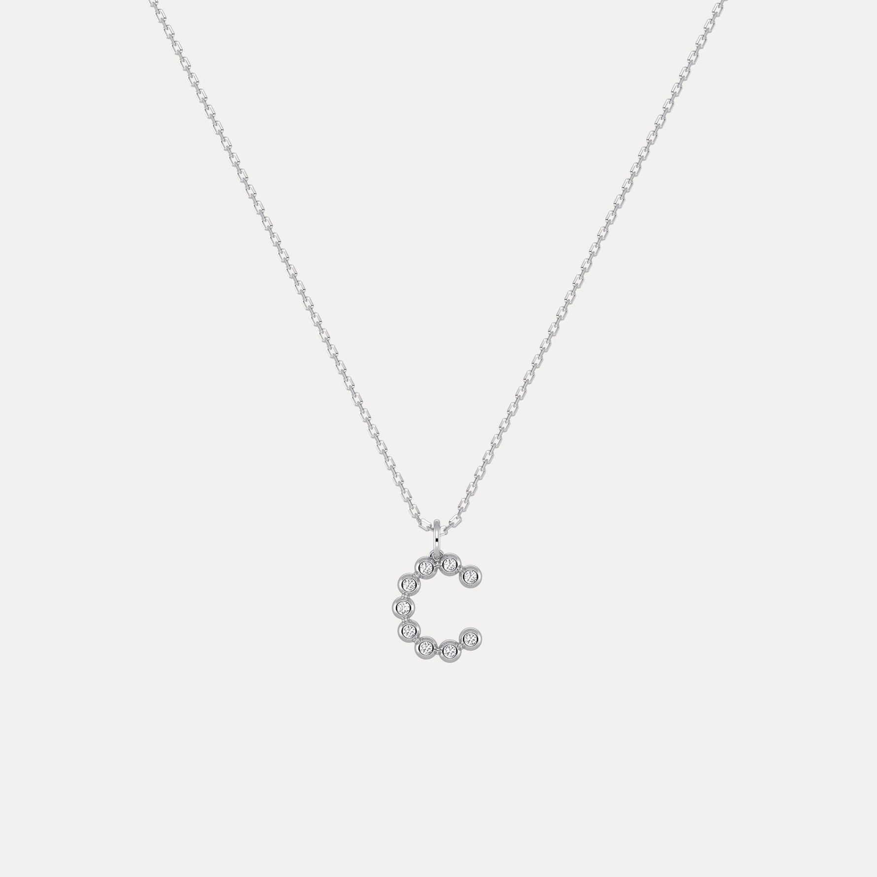 Sterling Silver Initial Letter Necklace – Bubble Pendant - Necklaces