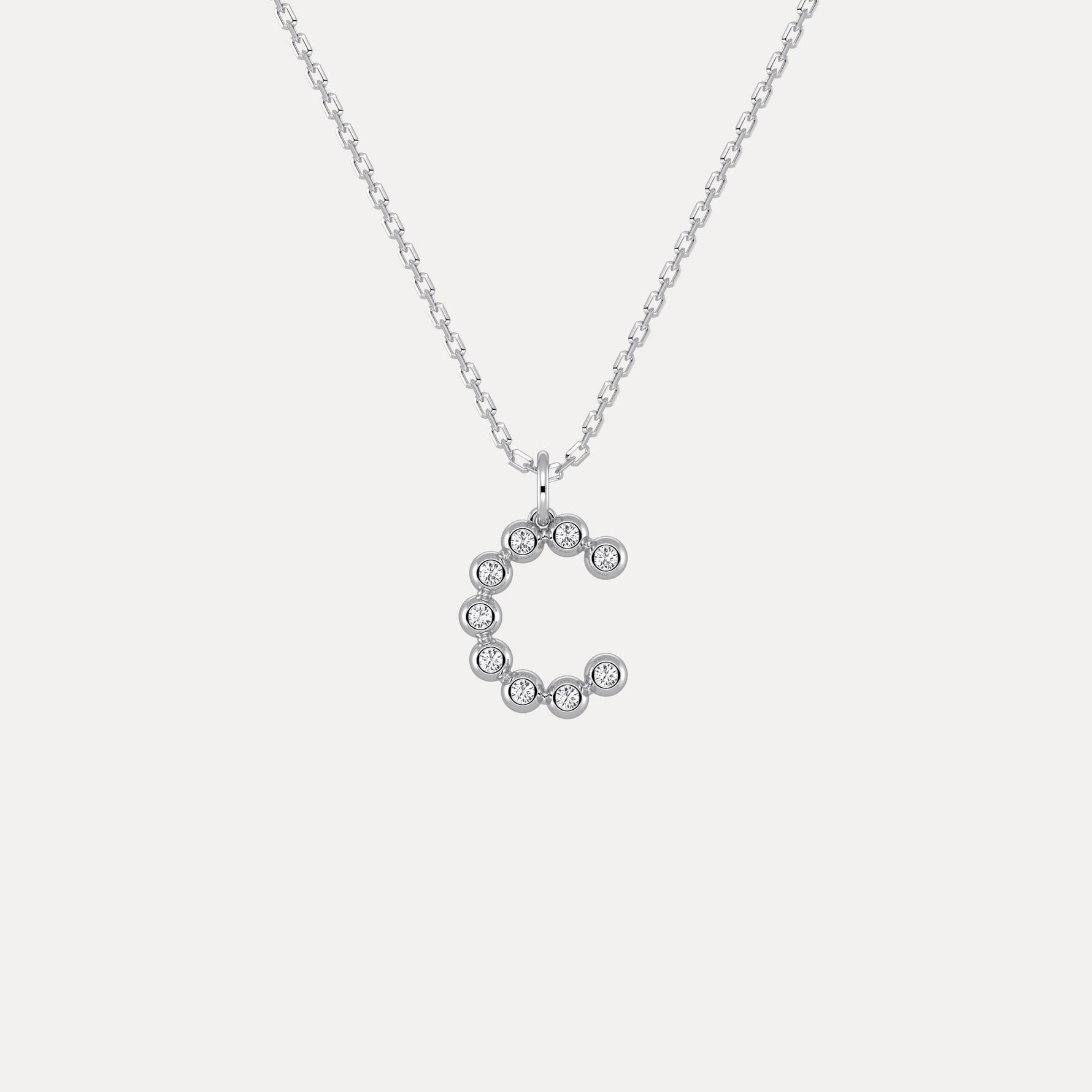 Sterling Silver Initial Letter Necklace – Bubble Pendant - Necklaces