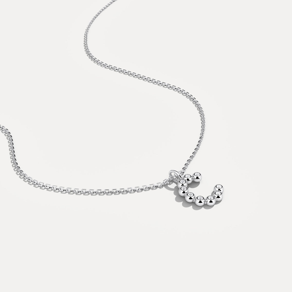 Sterling Silver Initial Letter Necklace – Bubble Pendant - Necklaces