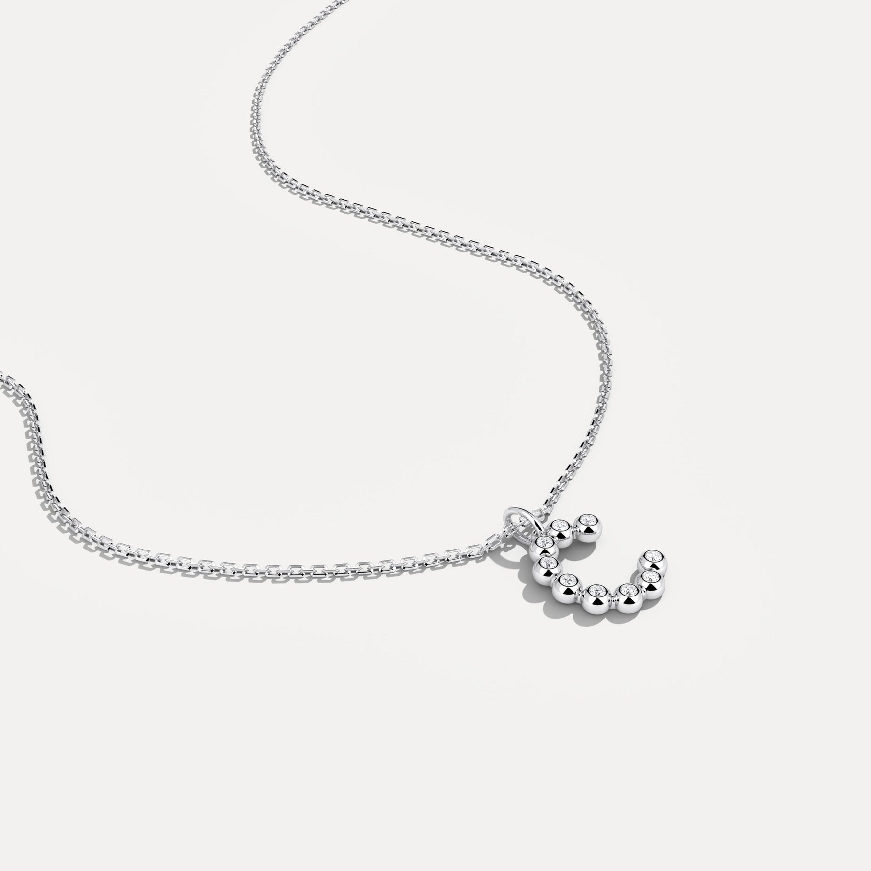 Sterling Silver Initial Letter Necklace – Bubble Pendant - Necklaces