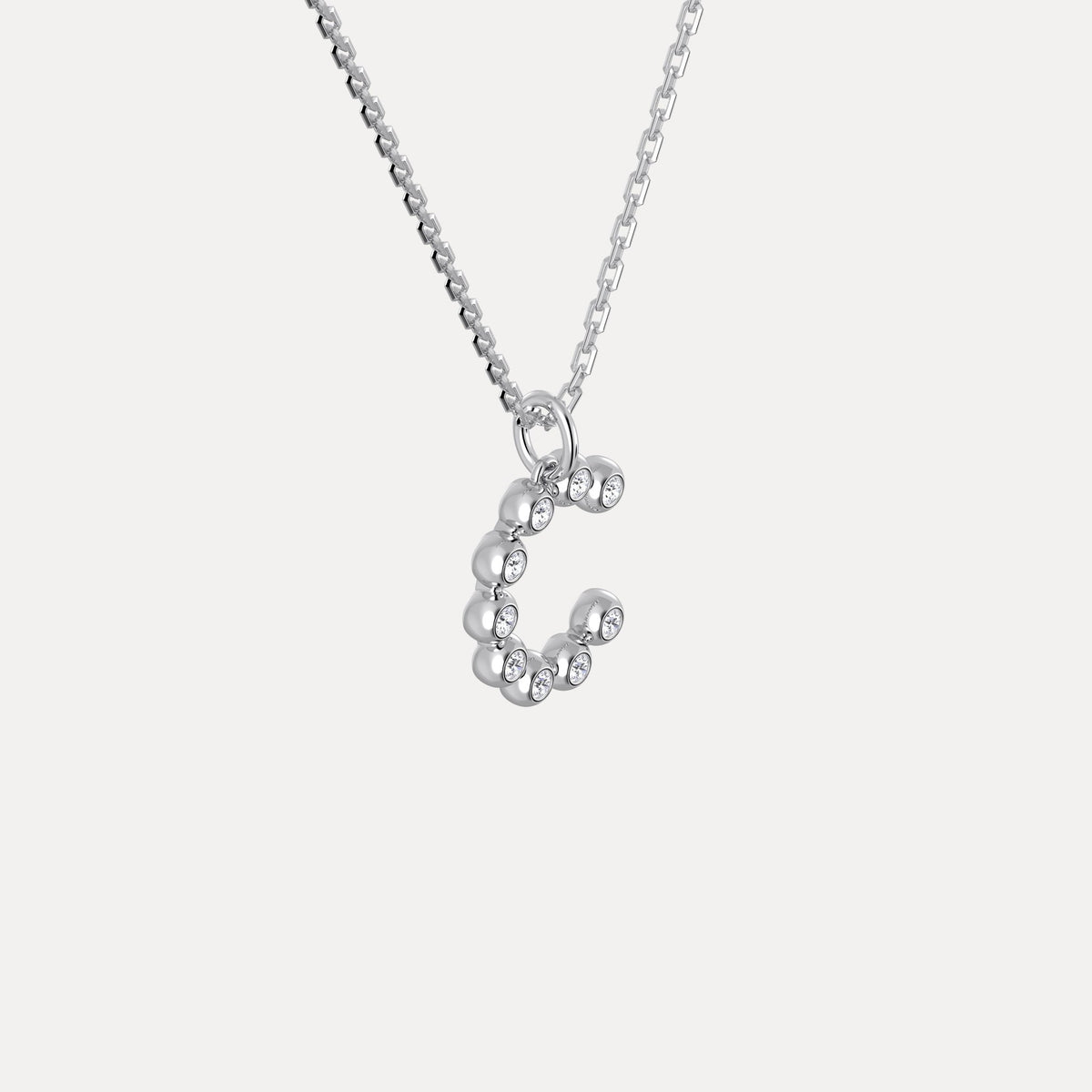 Sterling Silver Initial Letter Necklace – Bubble Pendant - Necklaces