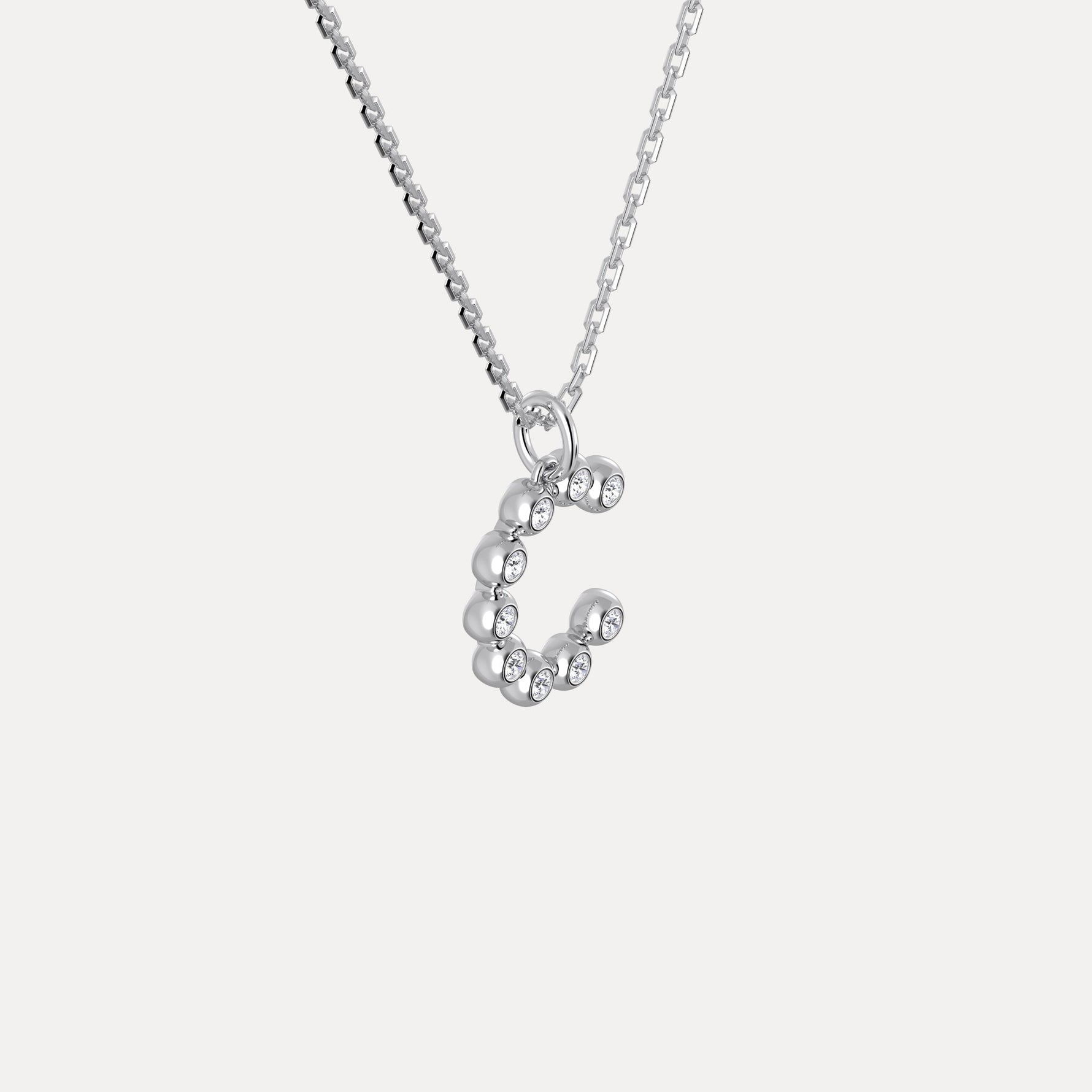 Sterling Silver Initial Letter Necklace – Bubble Pendant - Necklaces