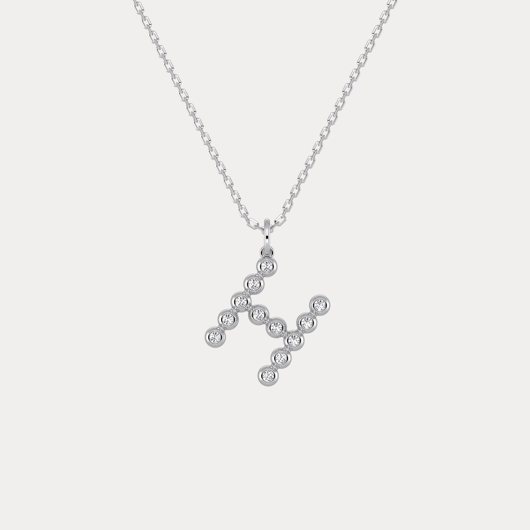 Sterling Silver Initial Letter Necklace – Bubble Pendant - Necklaces