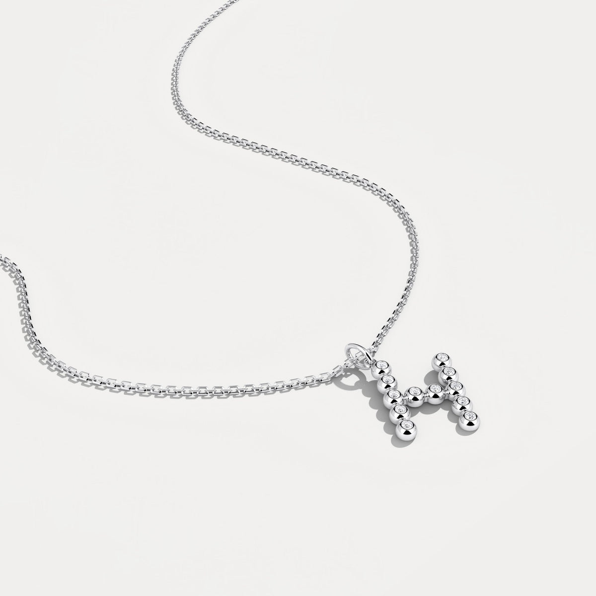 Sterling Silver Initial Letter Necklace – Bubble Pendant - Necklaces