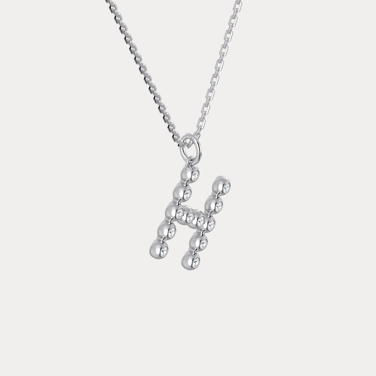 Sterling Silver Initial Letter Necklace – Bubble Pendant - Necklaces
