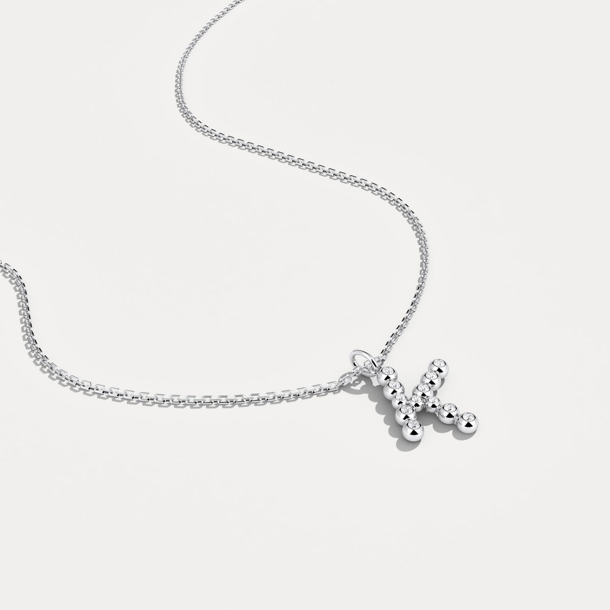 Sterling Silver Initial Letter Necklace – Bubble Pendant - Necklaces