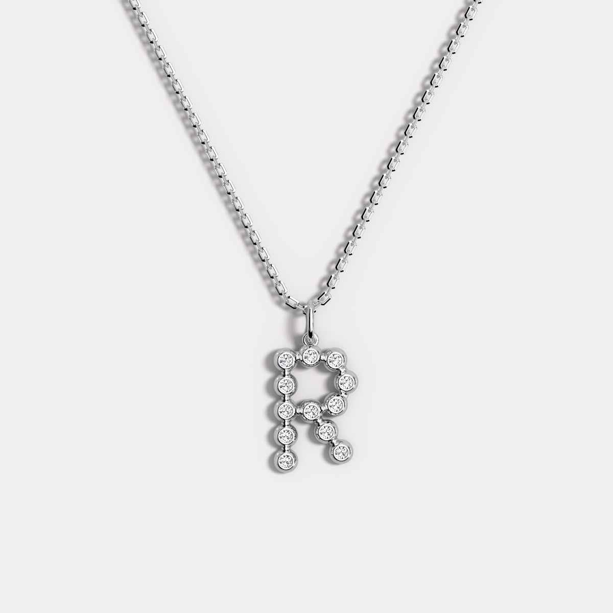 Sterling Silver Initial Letter Necklace – Bubble Pendant - Necklaces