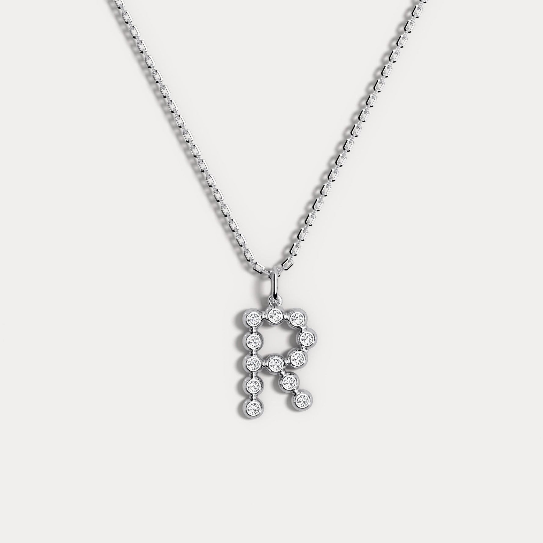 Sterling Silver Initial Letter Necklace – Bubble Pendant - Necklaces