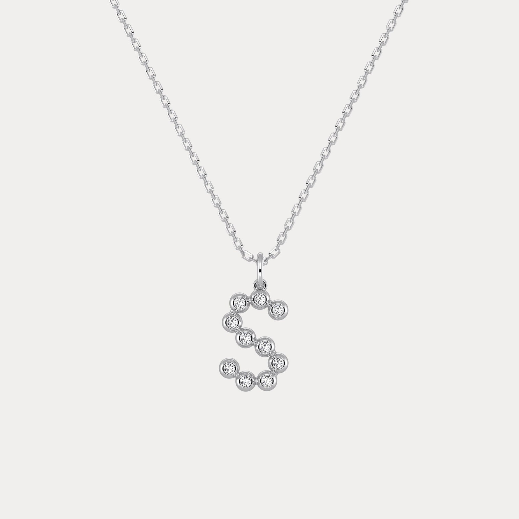 Sterling Silver Initial Letter Necklace – Bubble Pendant - Necklaces