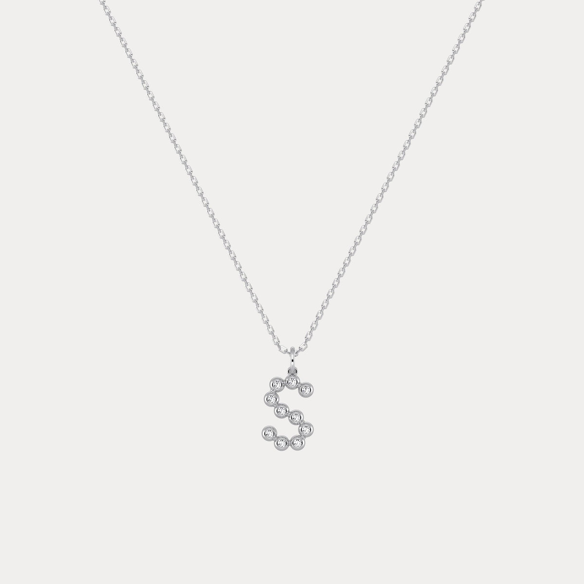 Sterling Silver Initial Letter Necklace – Bubble Pendant - Necklaces