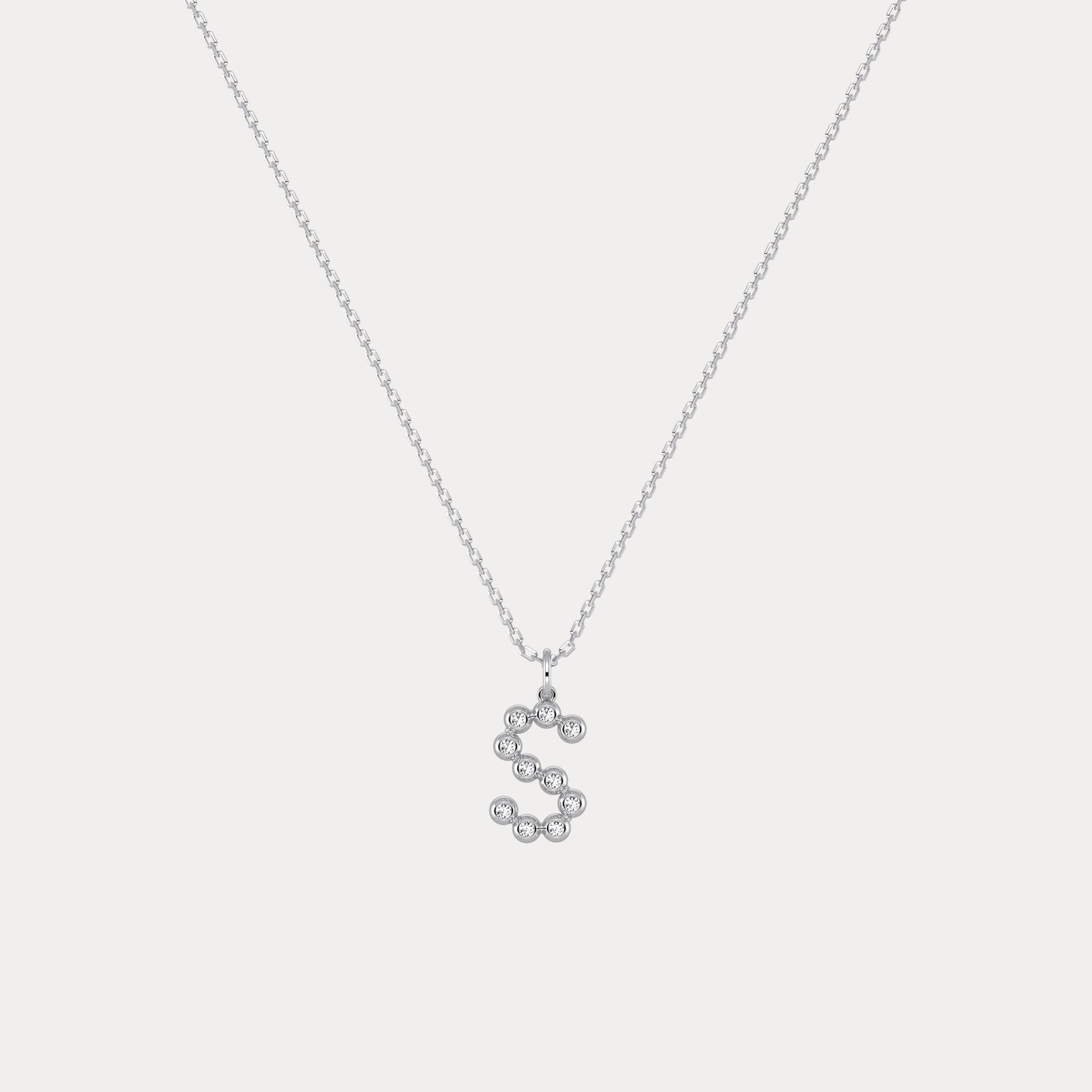 Sterling Silver Initial Letter Necklace – Bubble Pendant - Necklaces