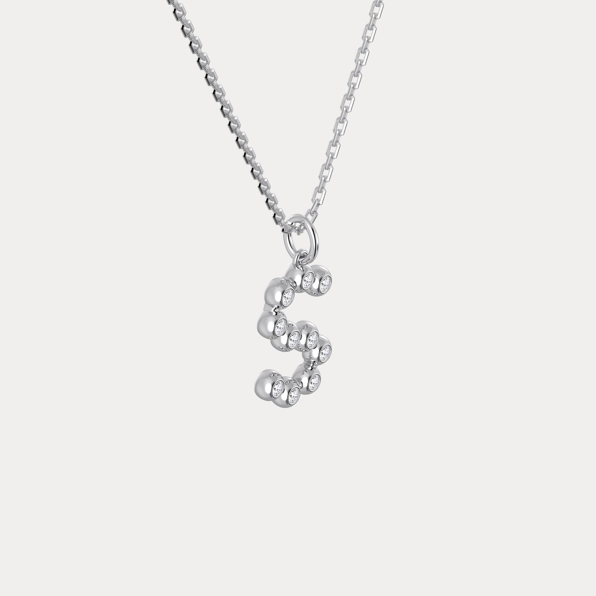 Sterling Silver Initial Letter Necklace – Bubble Pendant - Necklaces