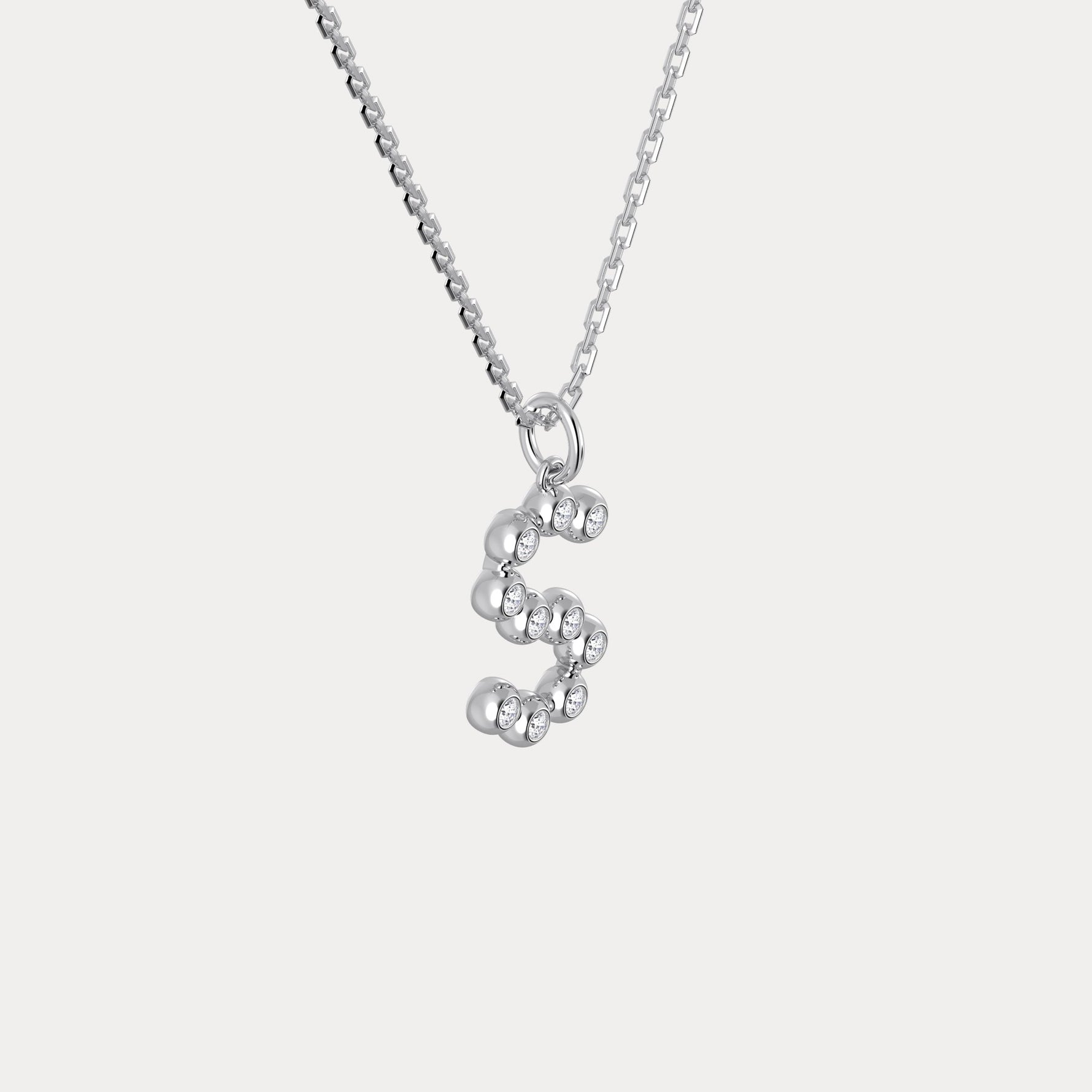 Sterling Silver Initial Letter Necklace – Bubble Pendant - Necklaces