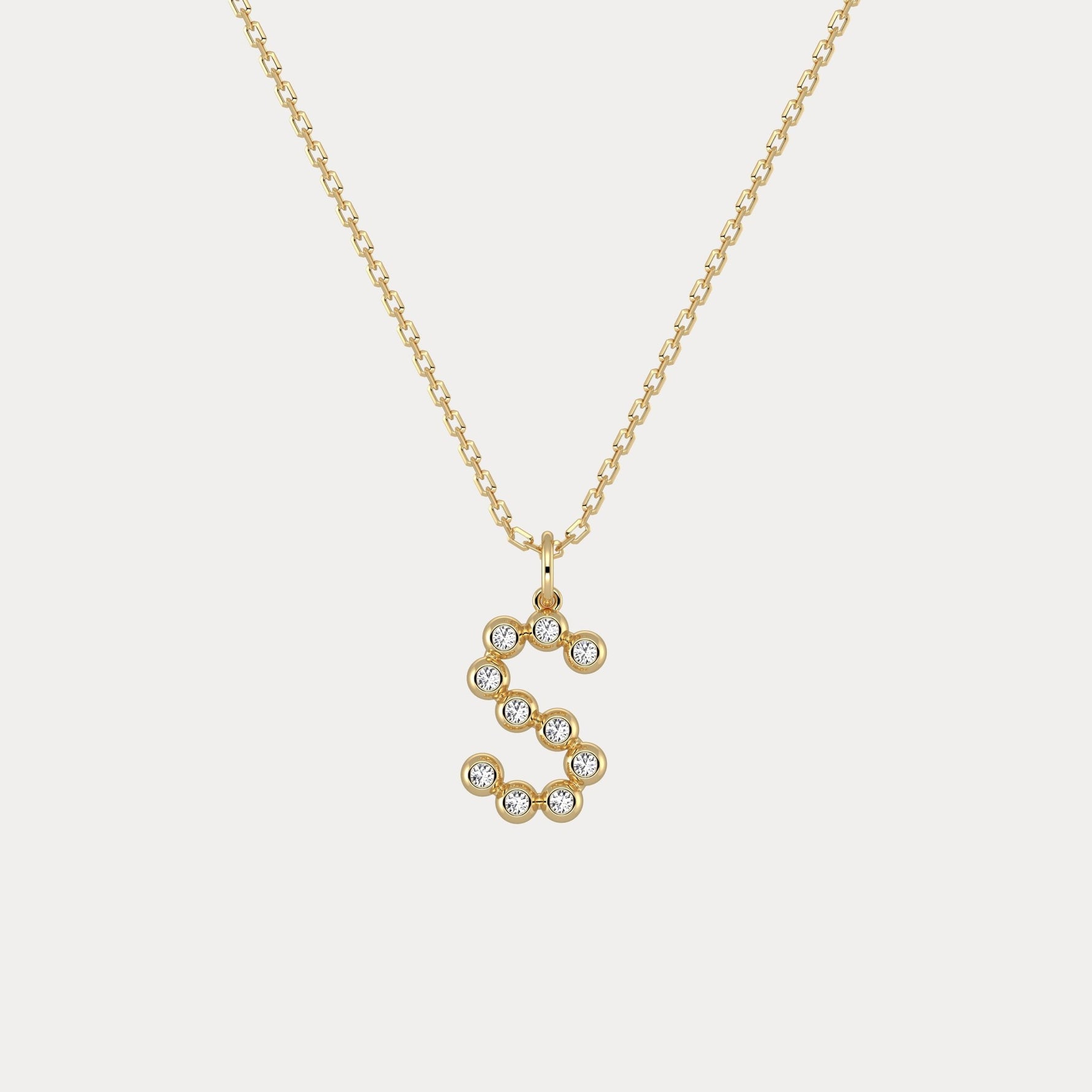 Sterling Silver Initial Letter Necklace – Bubble Pendant - Necklaces