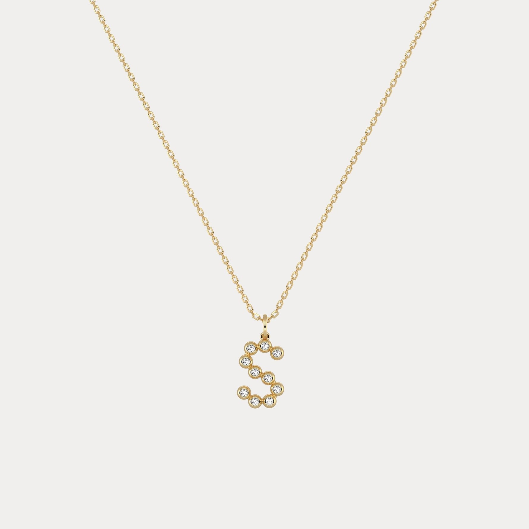 Sterling Silver Initial Letter Necklace – Bubble Pendant - Necklaces