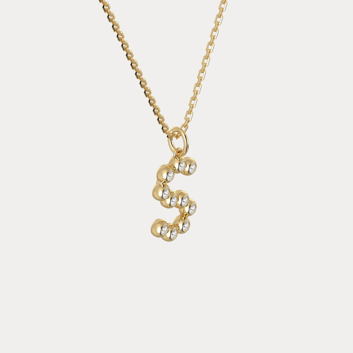 Sterling Silver Initial Letter Necklace – Bubble Pendant - Necklaces