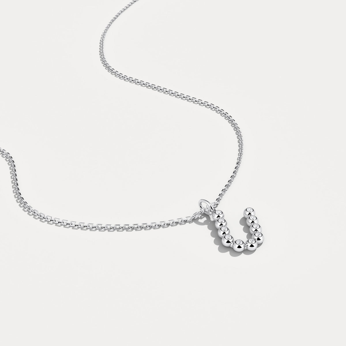 Sterling Silver Initial Letter Necklace – Bubble Pendant - Necklaces