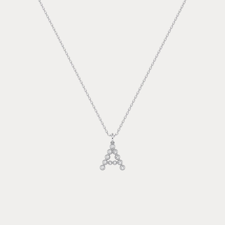 Sterling Silver Initial Letter Necklace – Bubble Pendant - Necklaces