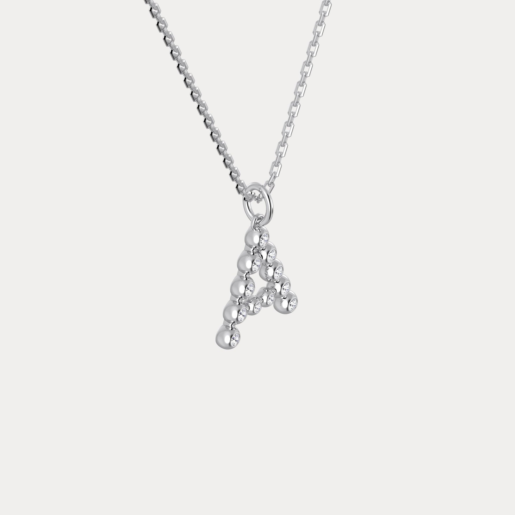Sterling Silver Initial Letter Necklace – Bubble Pendant - Necklaces