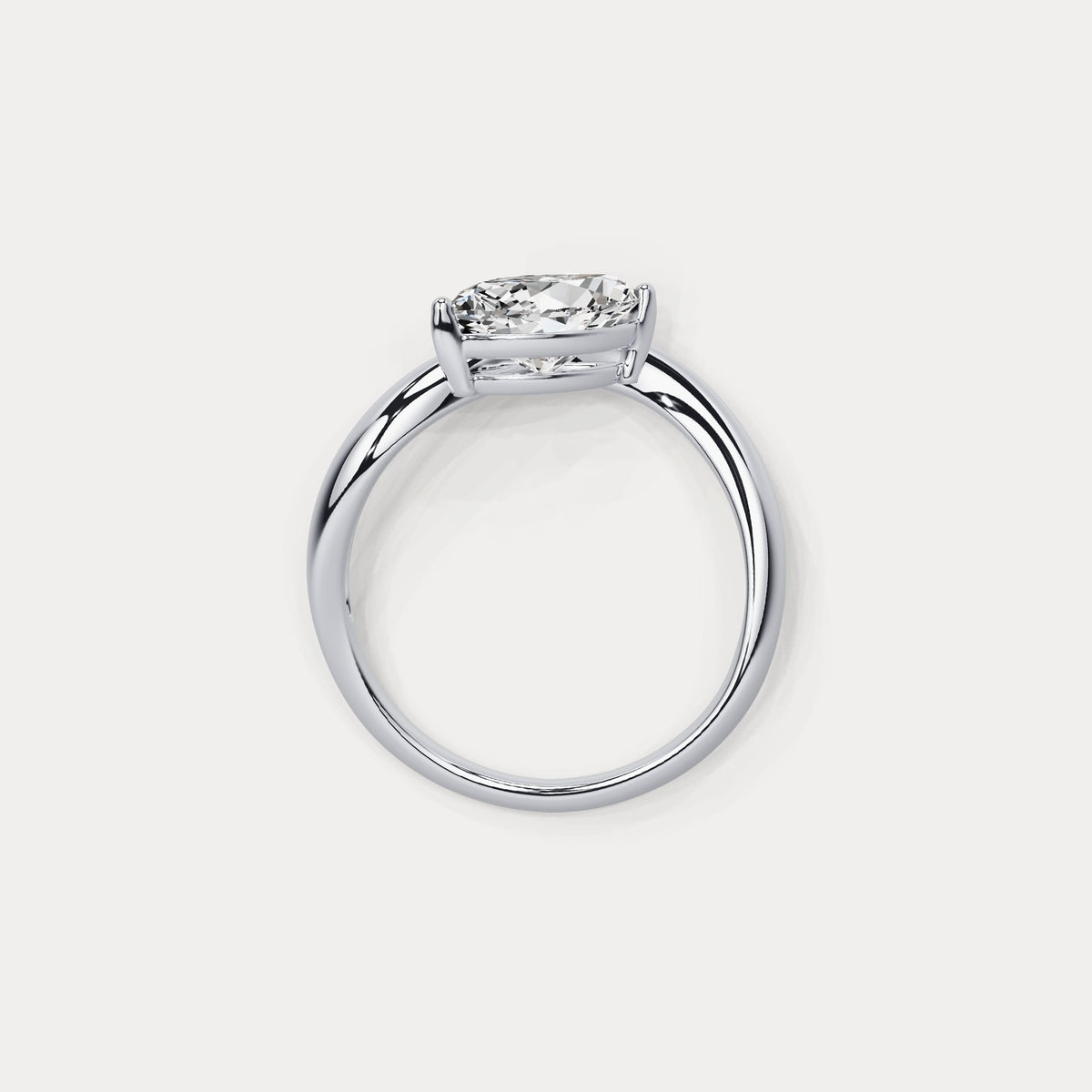 1 CT Marquise - Shaped Lab Grown Diamond Curved Ring in Sterling Silver - Rings
