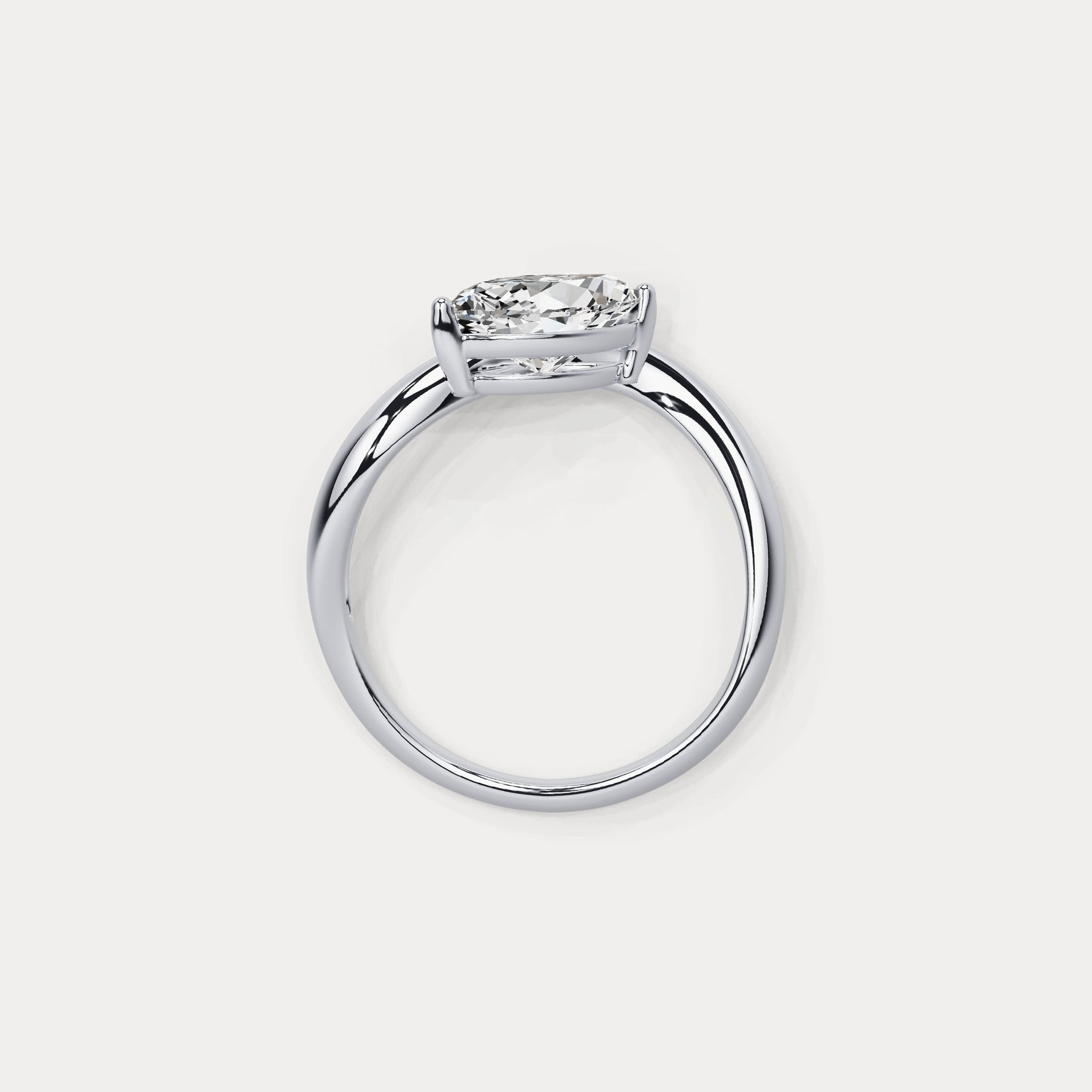 1 CT Marquise - Shaped Lab Grown Diamond Curved Ring in Sterling Silver - Rings