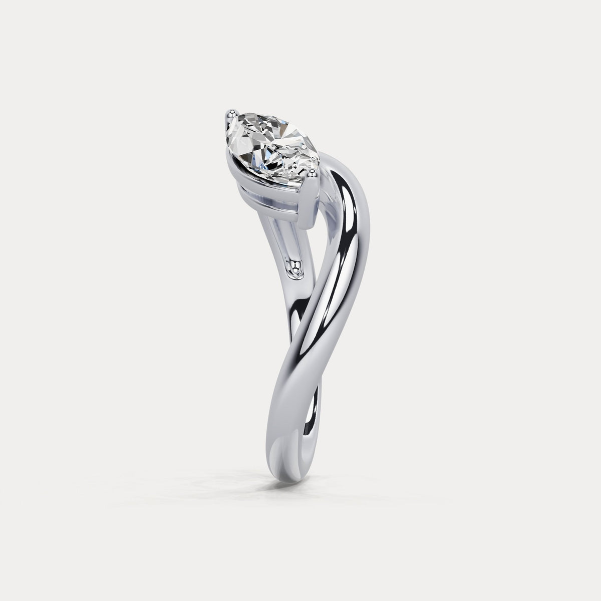 1 CT Marquise - Shaped Lab Grown Diamond Curved Ring in Sterling Silver - Rings