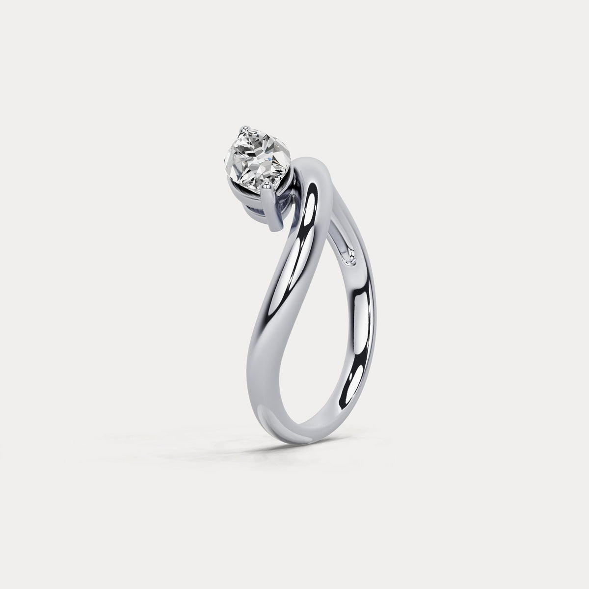 1 CT Marquise - Shaped Lab Grown Diamond Curved Ring in Sterling Silver - Rings