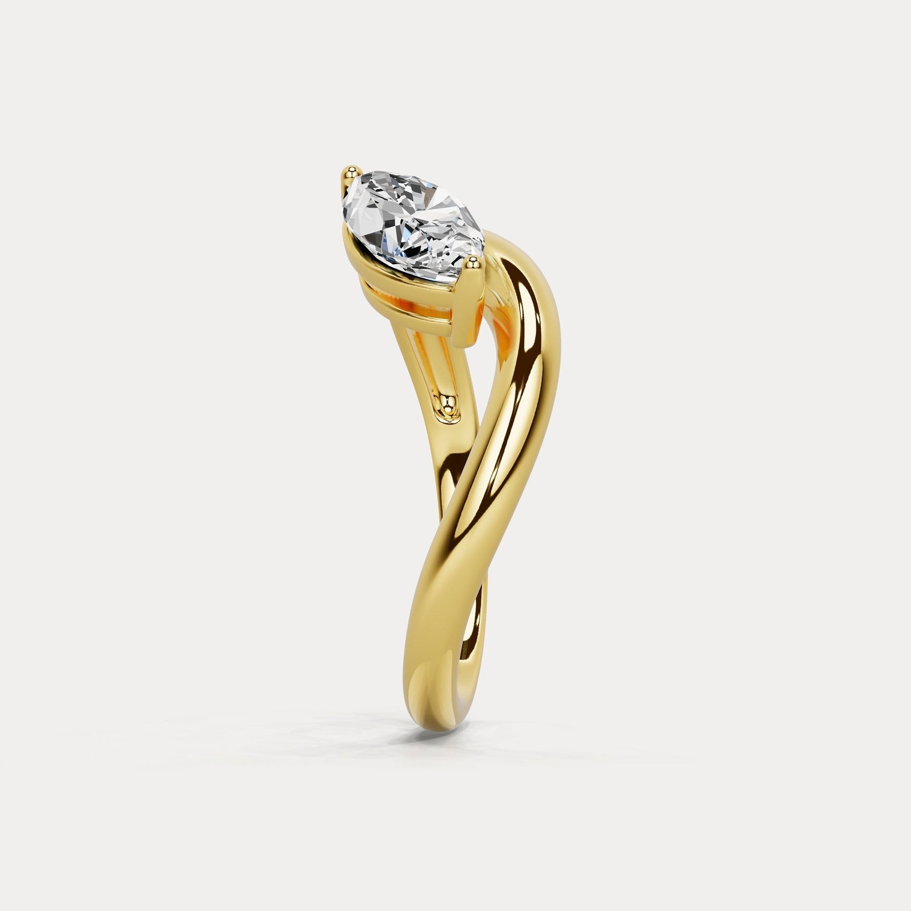 1 CT Marquise - Shaped Lab Grown Diamond Curved Ring in Sterling Silver - Rings