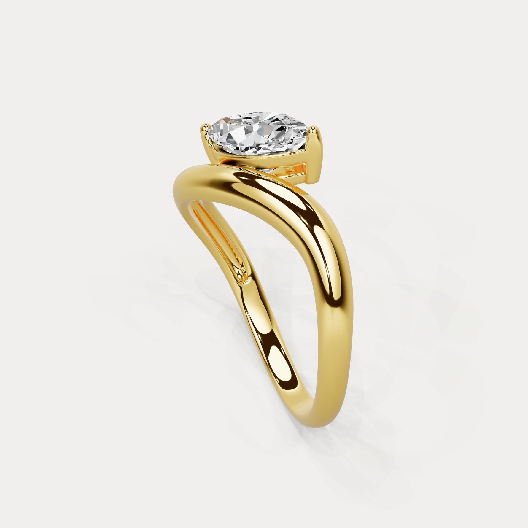 1 CT Marquise - Shaped Lab Grown Diamond Curved Ring in Sterling Silver - Rings