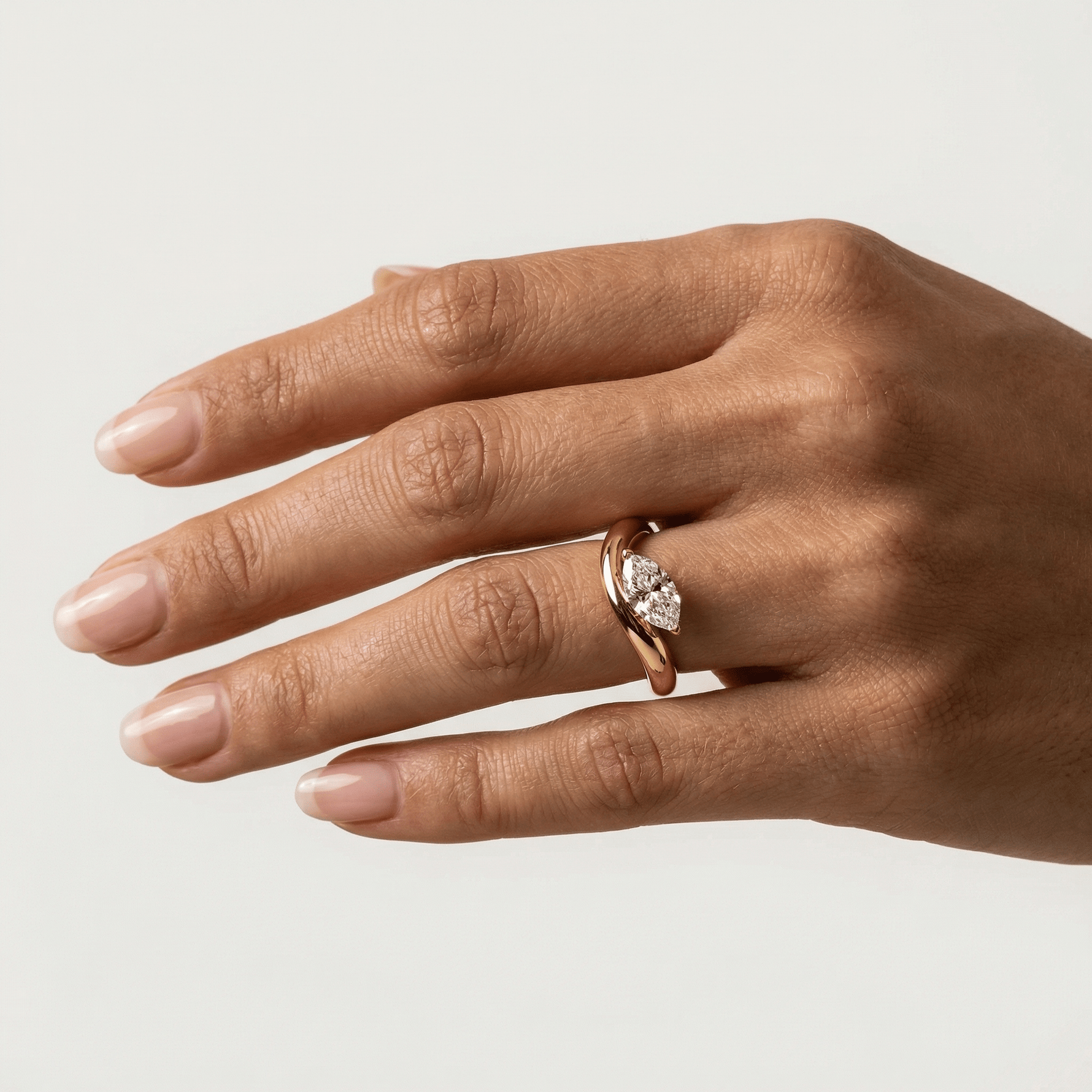 1 CT Marquise - Shaped Lab Grown Diamond Curved Ring in Sterling Silver - Rings